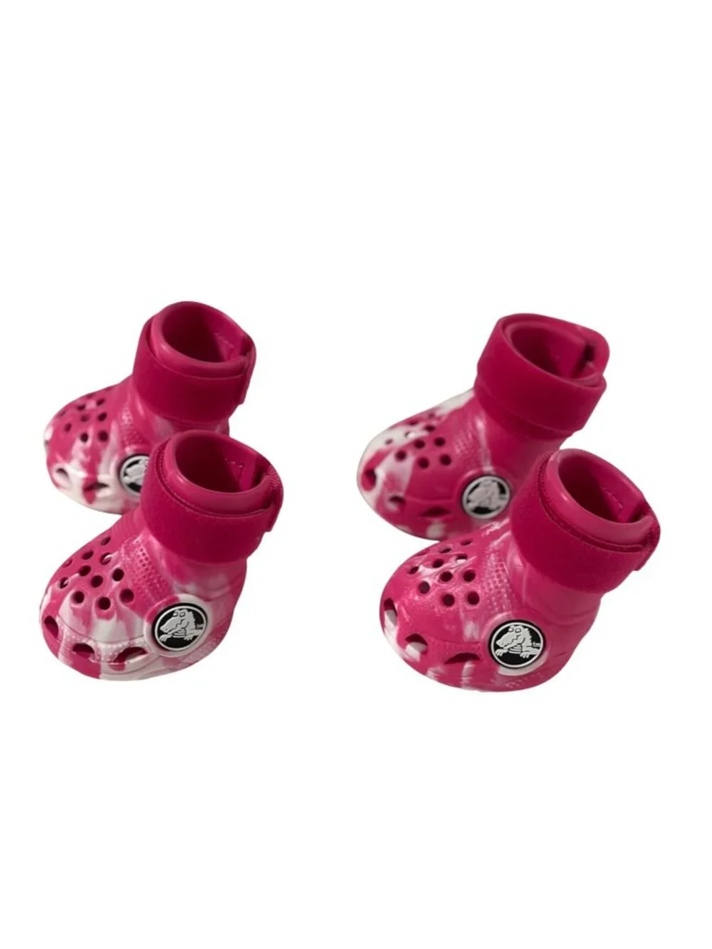 Barkbox CROCS Dog Puppy Size Medium shoes Pink White Marbled Dragon Fruit set of